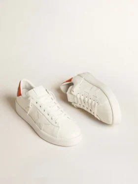 Purestar pour homme avec étoile en cuir blanc et languette de talon orange