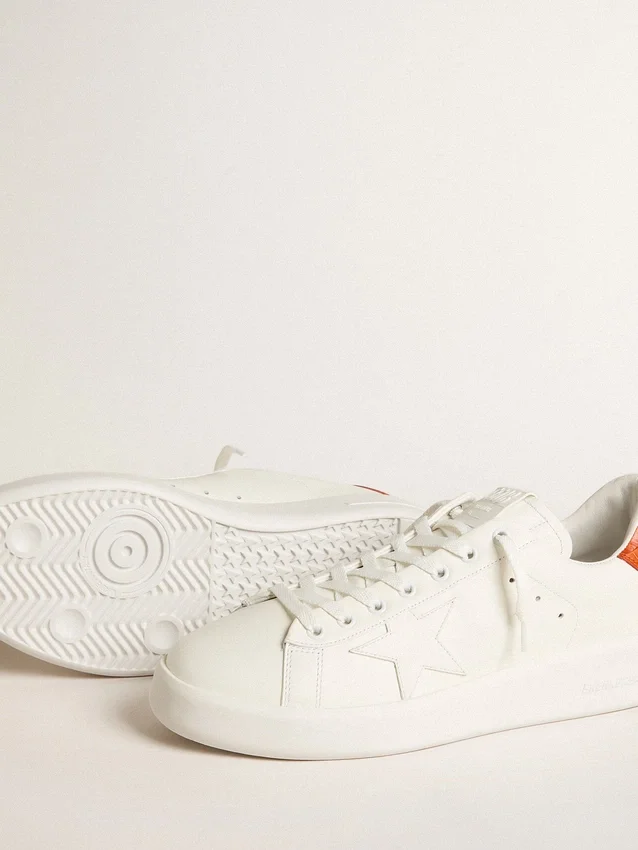 Purestar pour homme avec étoile en cuir blanc et languette de talon orange