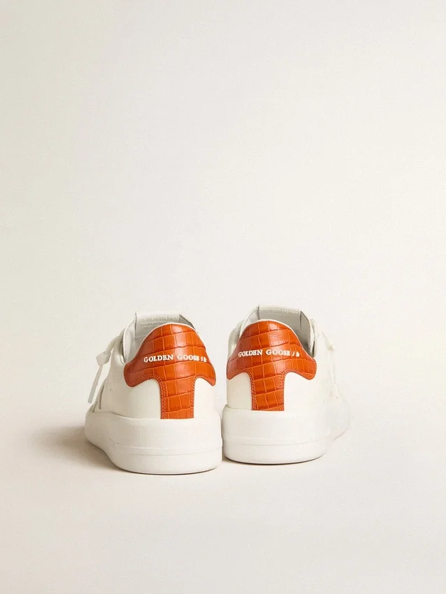 Purestar pour homme avec étoile en cuir blanc et languette de talon orange
