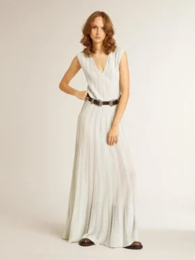 Robe bleu ciel pour femme à rayures verticales