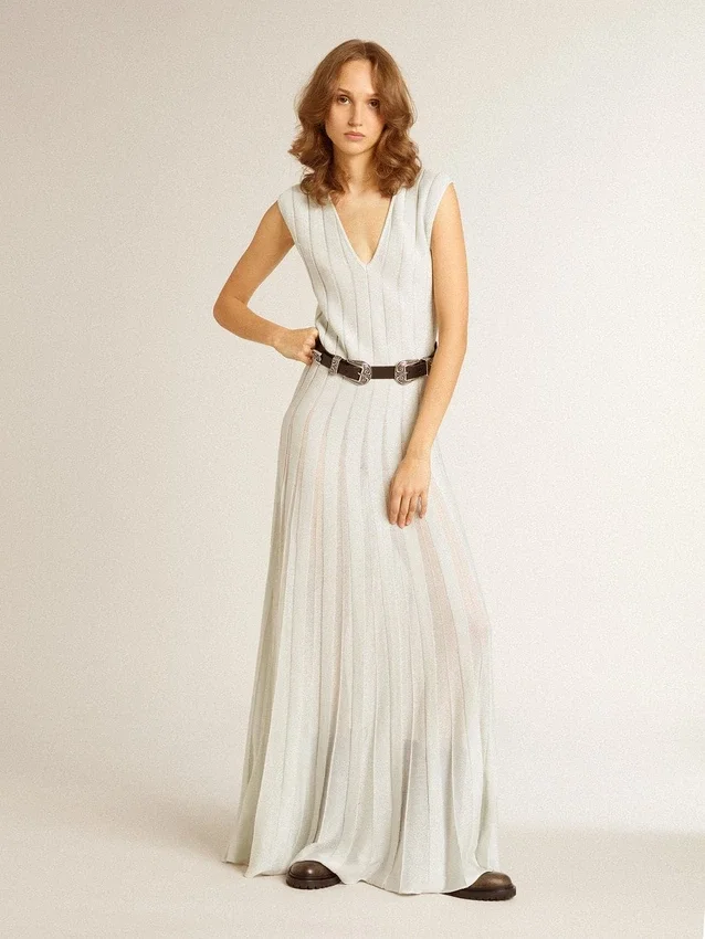 Robe bleu ciel pour femme à rayures verticales