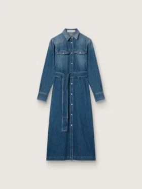 Robe-chemise en denim pour femme avec ceinture