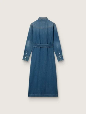Robe-chemise en denim pour femme avec ceinture