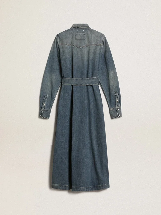 Robe-chemise en denim pour femme avec ceinture
