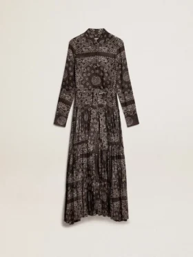 Robe-chemise gris anthracite à imprimé paisley