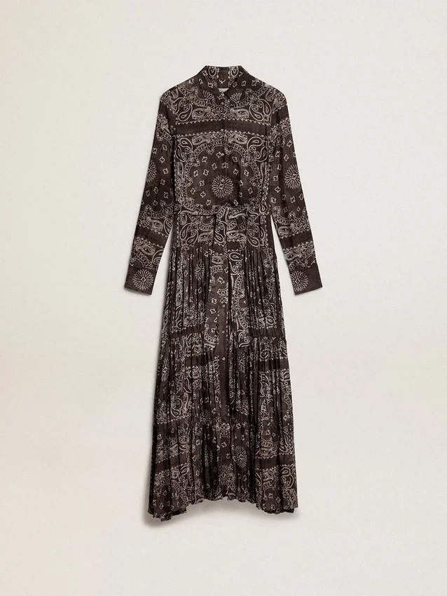 Robe-chemise gris anthracite à imprimé paisley