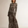Robe-chemise gris anthracite à imprimé paisley
