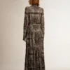 Robe-chemise gris anthracite à imprimé paisley
