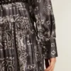 Robe-chemise gris anthracite à imprimé paisley