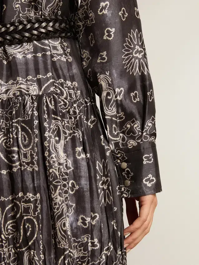 Robe-chemise gris anthracite à imprimé paisley