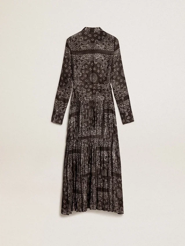 Robe-chemise gris anthracite à imprimé paisley