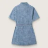Robe-chemise à manches courtes pour fille « Journey » en chambray de coton bleu clair avec écusson brodé