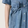 Robe-chemise à manches courtes pour fille « Journey » en chambray de coton bleu clair avec écusson brodé