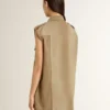 Robe-chemise pour femme en denim couleur sable avec détails militaires