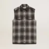 Robe chemise pour femme en mélange de laine gris foncé