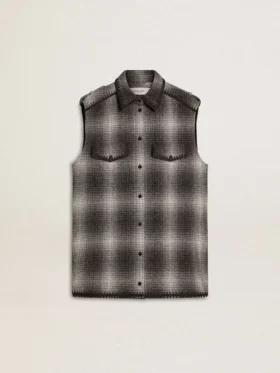 Robe chemise pour femme en mélange de laine gris foncé