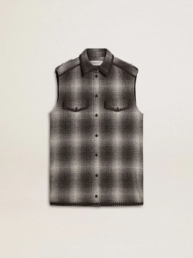 Robe chemise pour femme en mélange de laine gris foncé