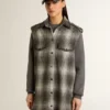Robe chemise pour femme en mélange de laine gris foncé