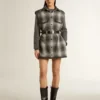 Robe chemise pour femme en mélange de laine gris foncé
