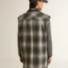 Robe chemise pour femme en mélange de laine gris foncé