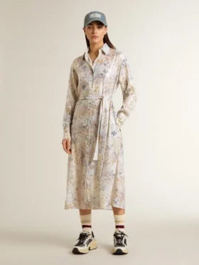 Robe-chemise pour femme à imprimé floral multicolore à paillettes