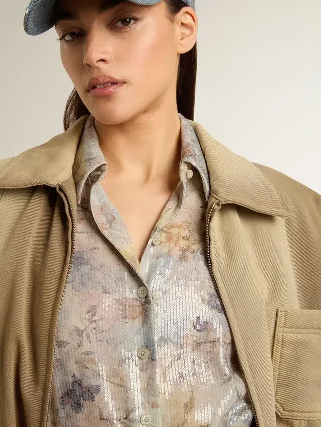 Robe-chemise pour femme à imprimé floral multicolore à paillettes