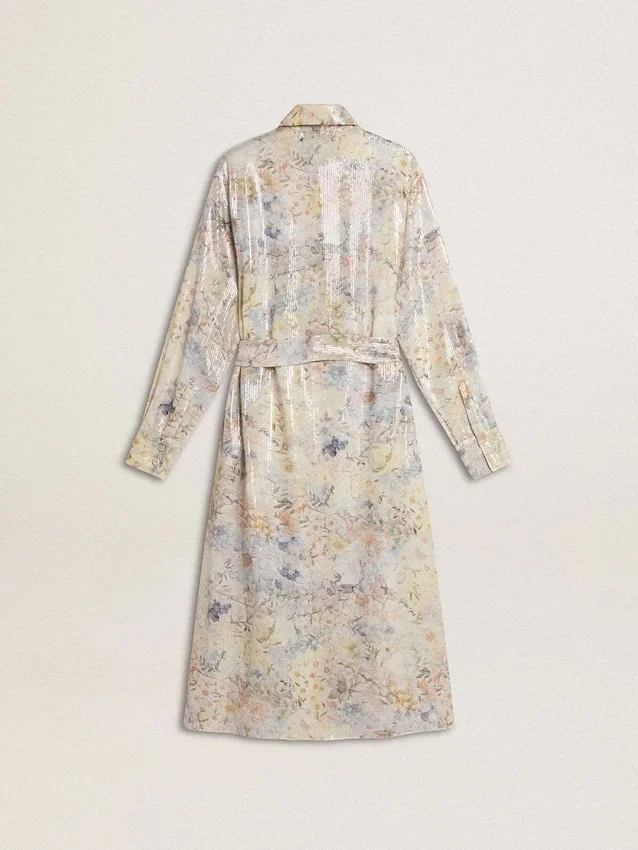 Robe-chemise pour femme à imprimé floral multicolore à paillettes