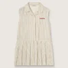 Robe-chemise sans manches à rayures pour filles, couleur écru, beige et gris