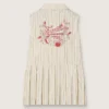 Robe-chemise sans manches à rayures pour filles, couleur écru, beige et gris