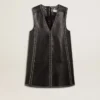 Robe en cuir nappa noir pour femme avec clous