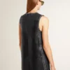 Robe en cuir nappa noir pour femme avec clous