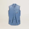 Robe en jean pour filles avec nœud sur le devant et broderies