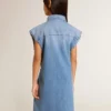 Robe en jean pour filles avec nœud sur le devant et broderies