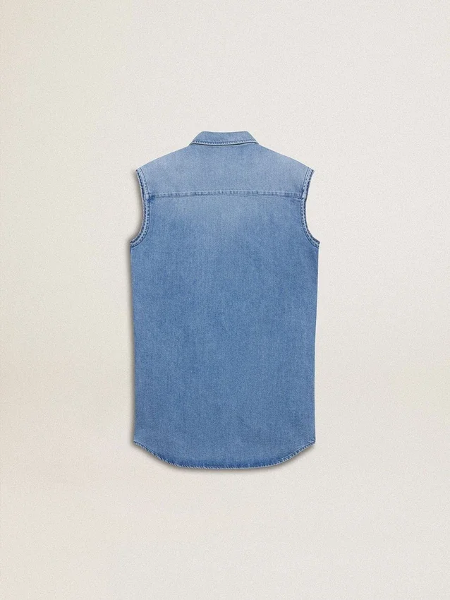 Robe en jean pour filles avec nœud sur le devant et broderies