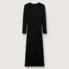 Robe longue pour femme en maille noire avec paillettes noires
