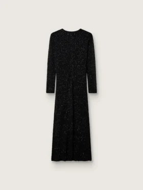 Robe longue pour femme en maille noire avec paillettes noires