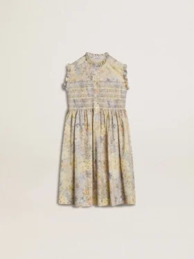 Robe midi en coton pour filles à imprimé floral multicolore