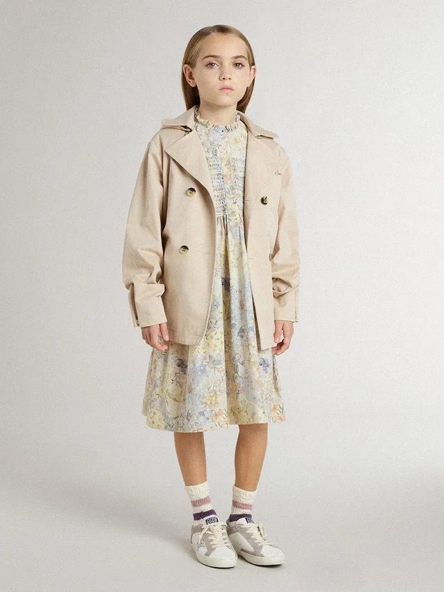 Robe midi en coton pour filles à imprimé floral multicolore