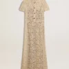 Robe midi pour femme en dentelle transparente couleur crème