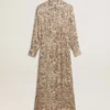 Robe midi pour femme en mélange de soie à imprimé floral