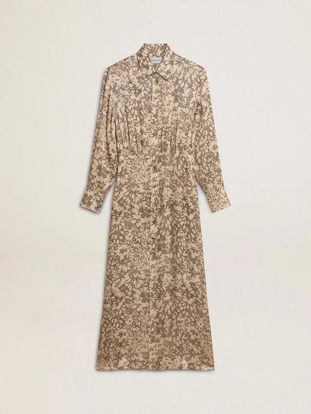 Robe midi pour femme en mélange de soie à imprimé floral