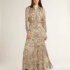 Robe midi pour femme en mélange de soie à imprimé floral