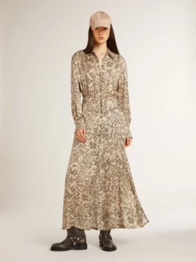 Robe midi pour femme en mélange de soie à imprimé floral