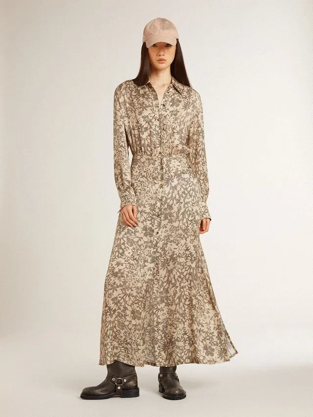 Robe midi pour femme en mélange de soie à imprimé floral