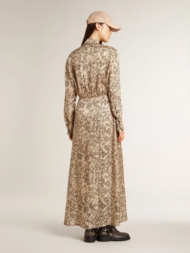 Robe midi pour femme en mélange de soie à imprimé floral