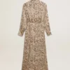 Robe midi pour femme en mélange de soie à imprimé floral