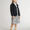 Robe midi pour filles en mélange de coton rayé avec broderies