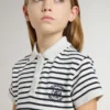 Robe midi pour filles en mélange de coton rayé avec broderies