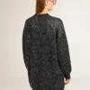 Robe noire à col rond pour femme, entièrement recouverte de paillettes argentées