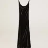 Robe nuisette noire effet velours pour femme